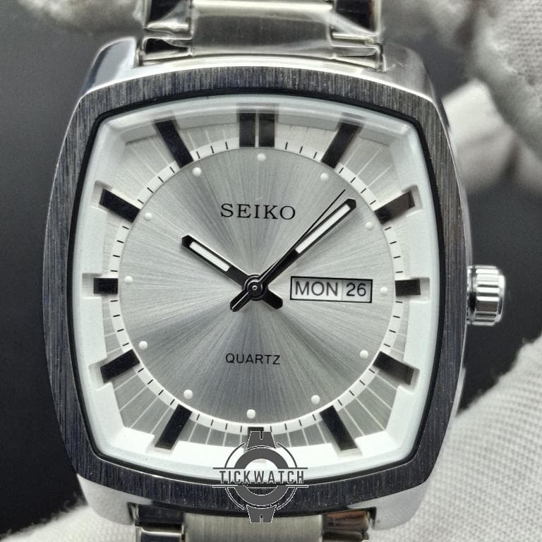 ساعت مردانه سیکو پرستیژ دو تقویم صفحه سفید تمام استیل SEIKO — تصویر ۴