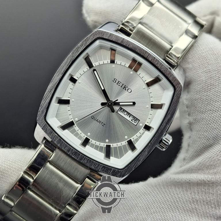 ساعت مردانه سیکو پرستیژ دو تقویم صفحه سفید تمام استیل SEIKO — تصویر ۲