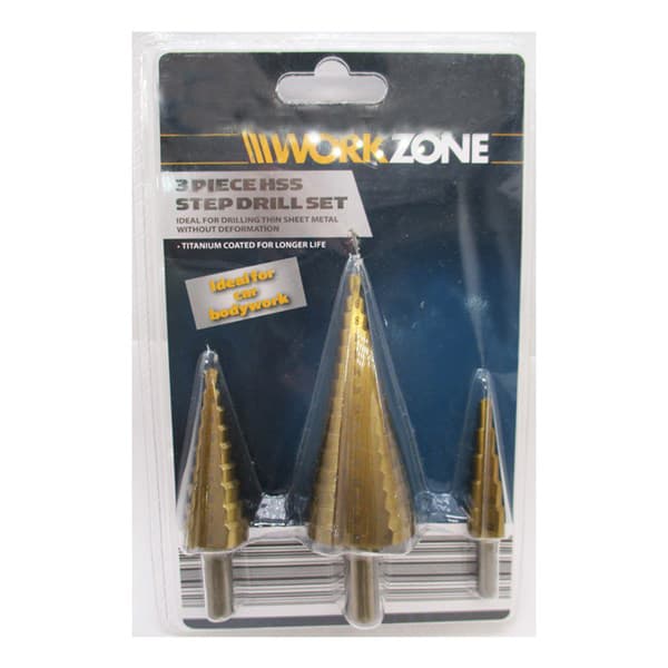 مته کاجی مخروطی WORK ZONE مجموعه سه عددی — تصویر ۲