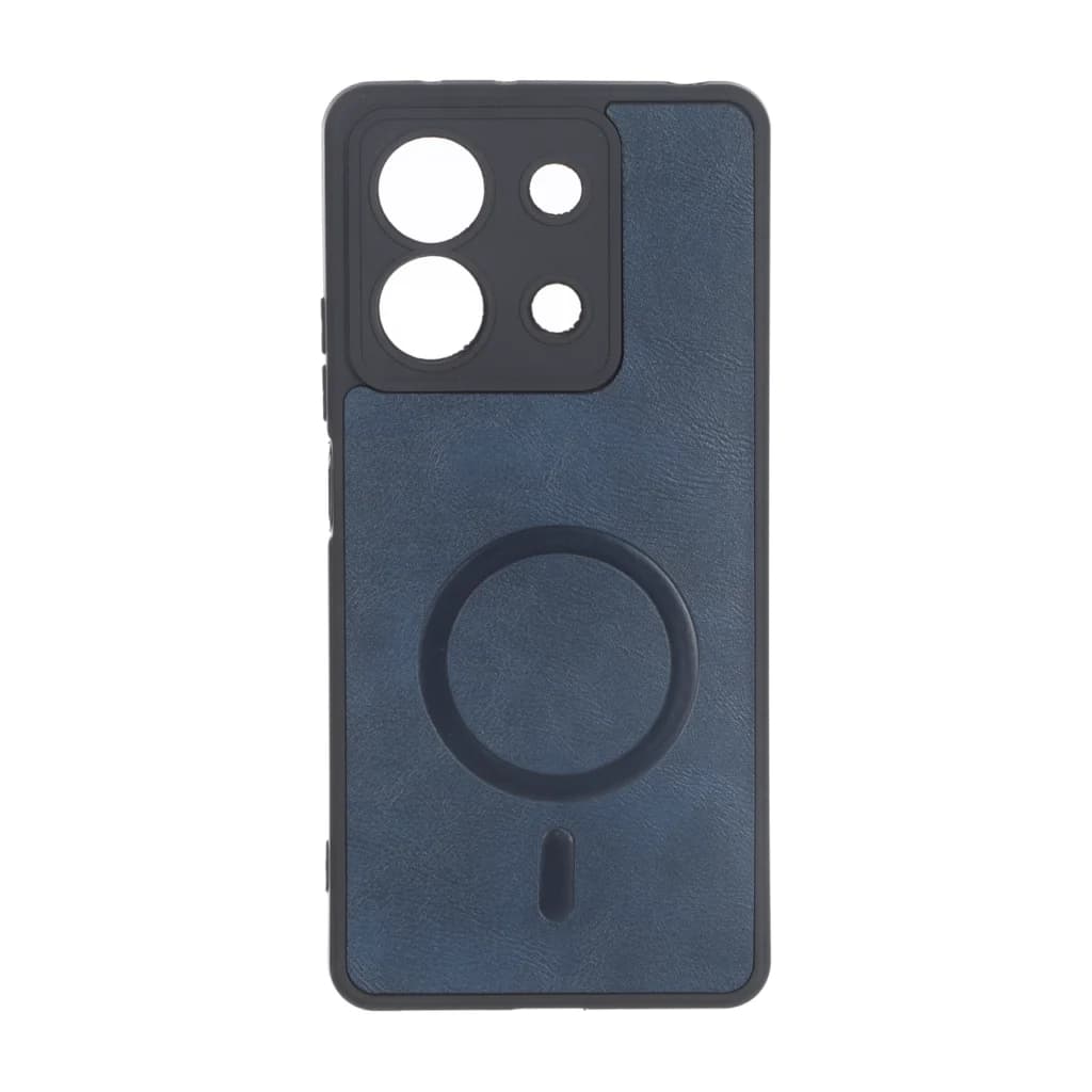 قاب چرمی طرح مگ سیف محافظ لنزدار Xiaomi Redmi Note 13 5G – سرمه ای — تصویر ۳