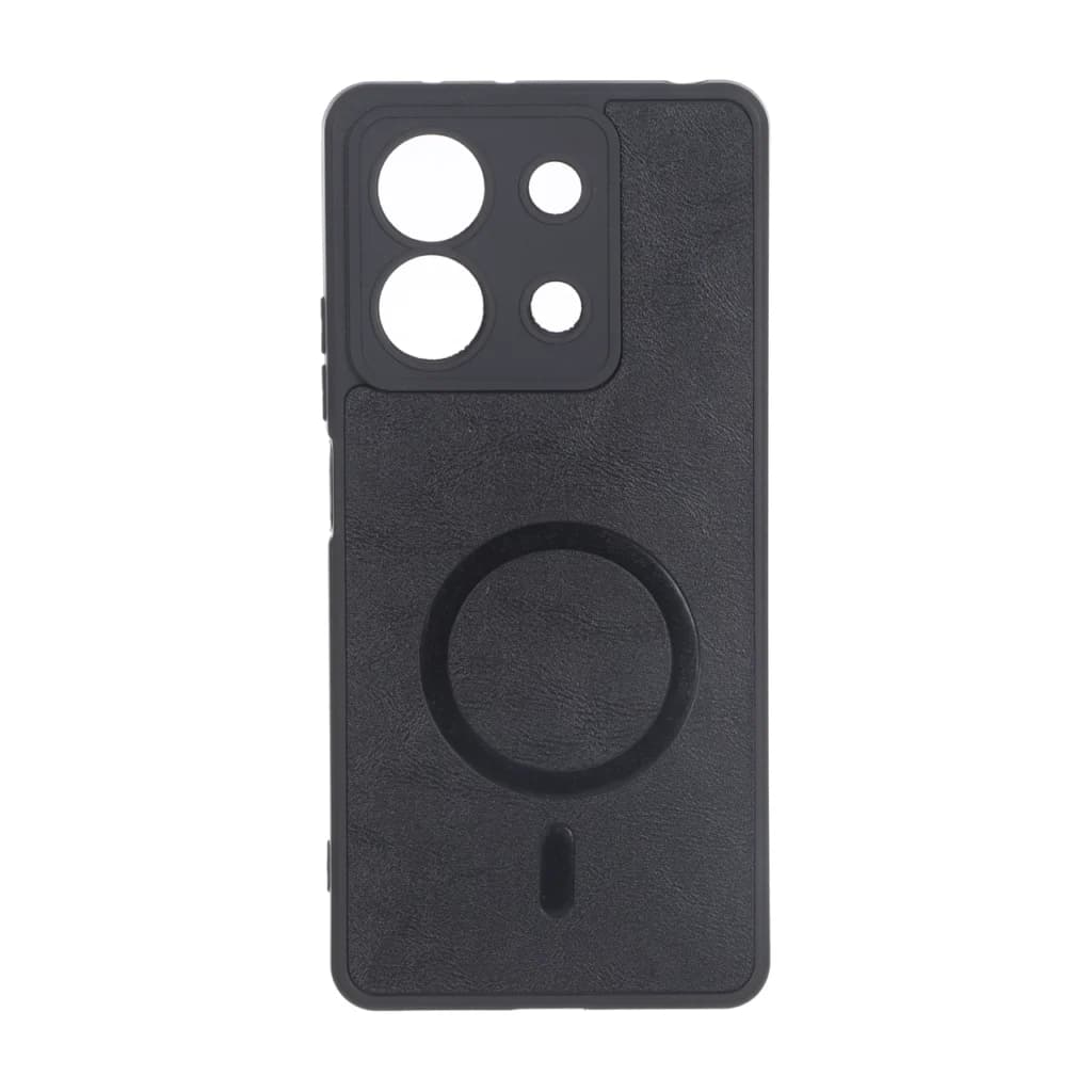 قاب چرمی طرح مگ سیف محافظ لنزدار Xiaomi Redmi Note 13 5G – مشکی — تصویر ۲