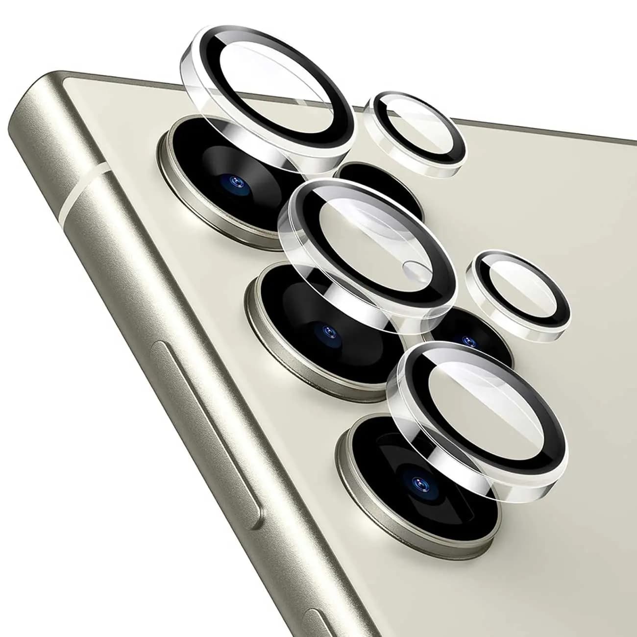 محافظ لنز دوربین لنز فیلم مدل رینگی سفید مناسب برای گوشی Samsung S25 Ultra