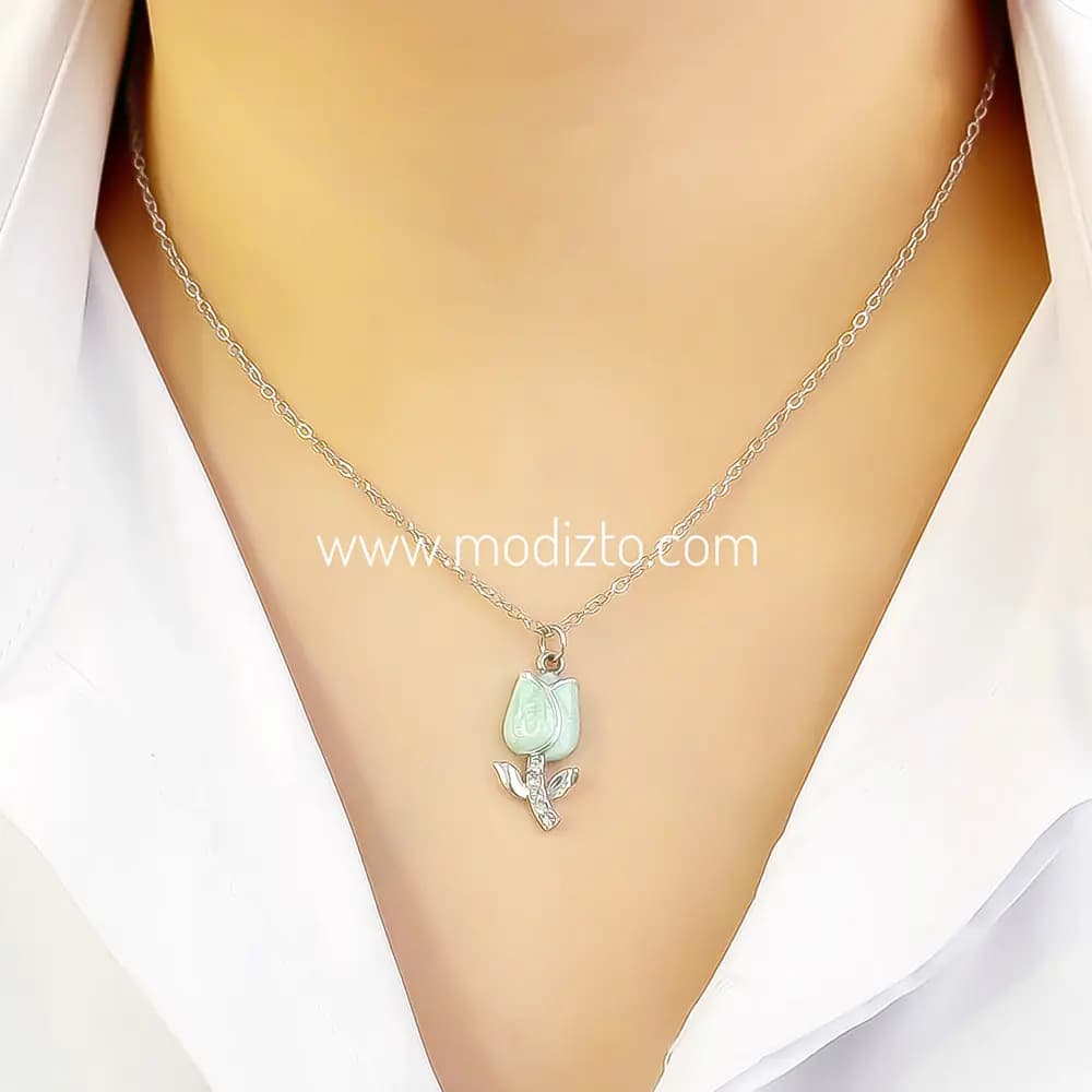 گردنبند گل رز استیل کد ۰۱ — تصویر ۵