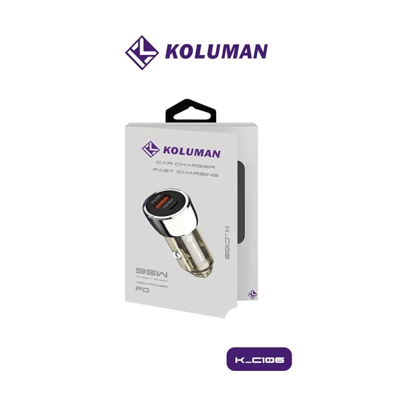 شارژر فندکی فست شارژ دو پورت خودرو کلومن مدل KOLUMAN K-C106 95W — تصویر ۲