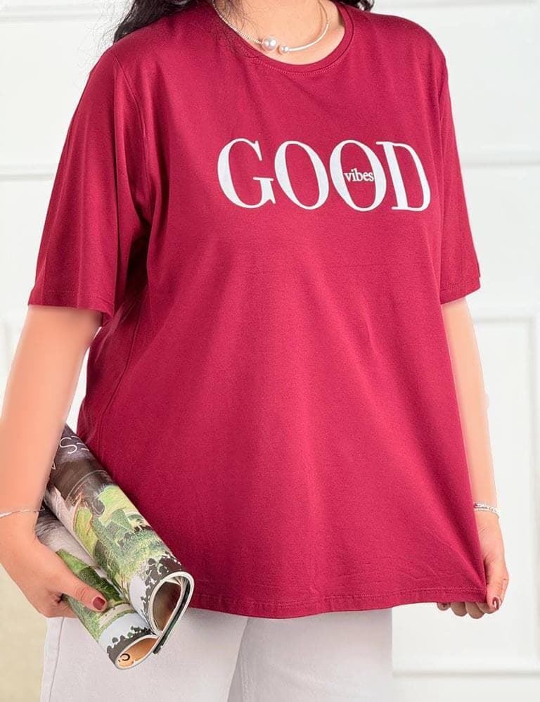 تیشرت بیگ لانگ Good vibes کد : 43620