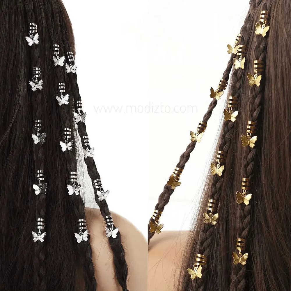 مهره روسی بافت مو آویز پروانه ای بسته ۶ عددی