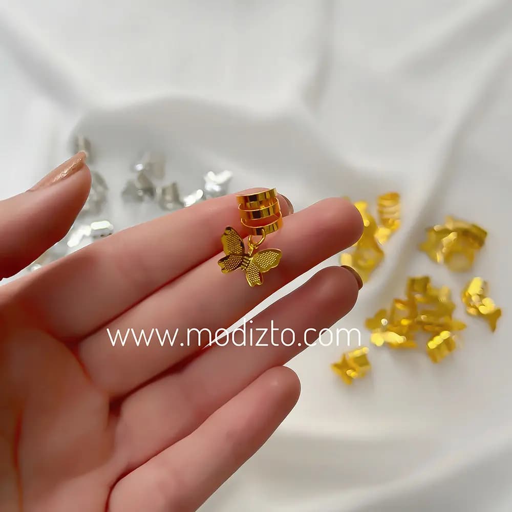 مهره روسی بافت مو آویز پروانه ای بسته ۶ عددی — تصویر ۵