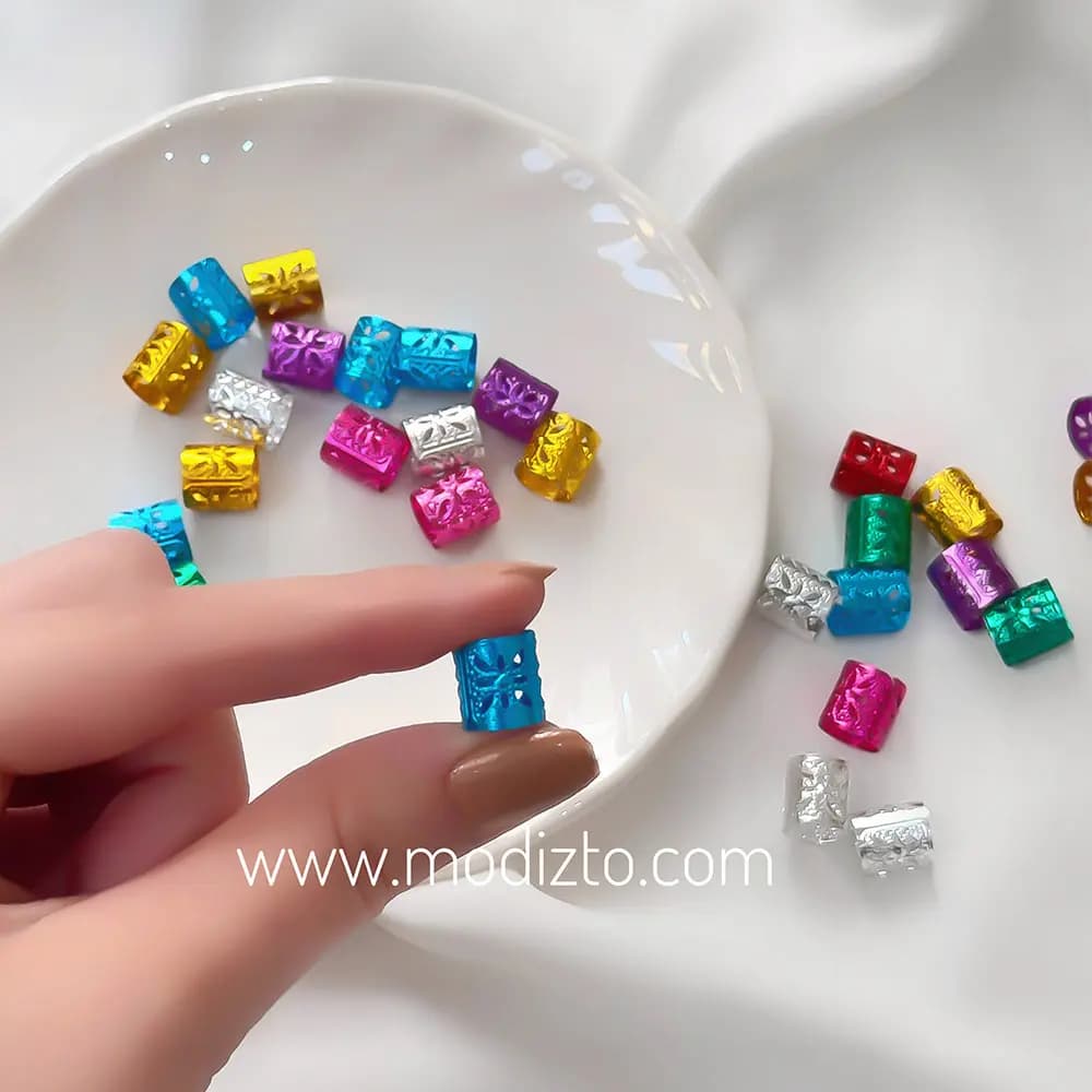 مهره روسی بافت مو رنگی بسته ۱۰ عددی — تصویر ۳