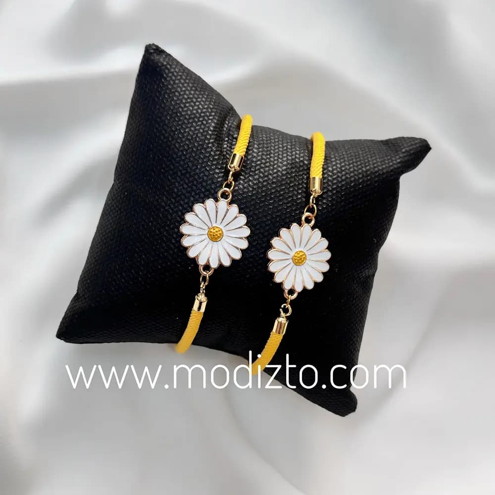 دستبند آسانسوری مارشال زرد پلاک بابونه استیل — تصویر ۲