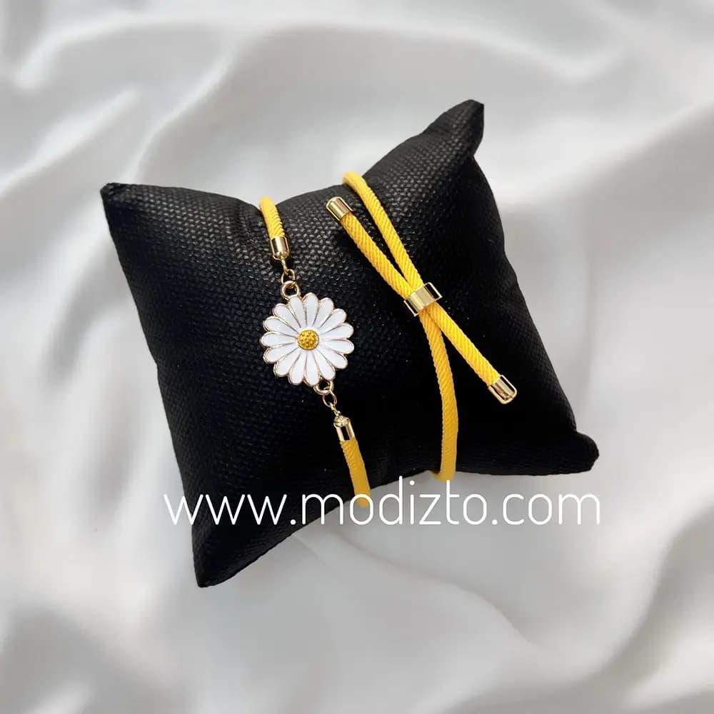 دستبند آسانسوری مارشال زرد پلاک بابونه استیل — تصویر ۳