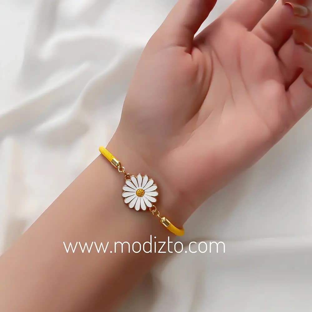 دستبند آسانسوری مارشال زرد پلاک بابونه استیل — تصویر ۴