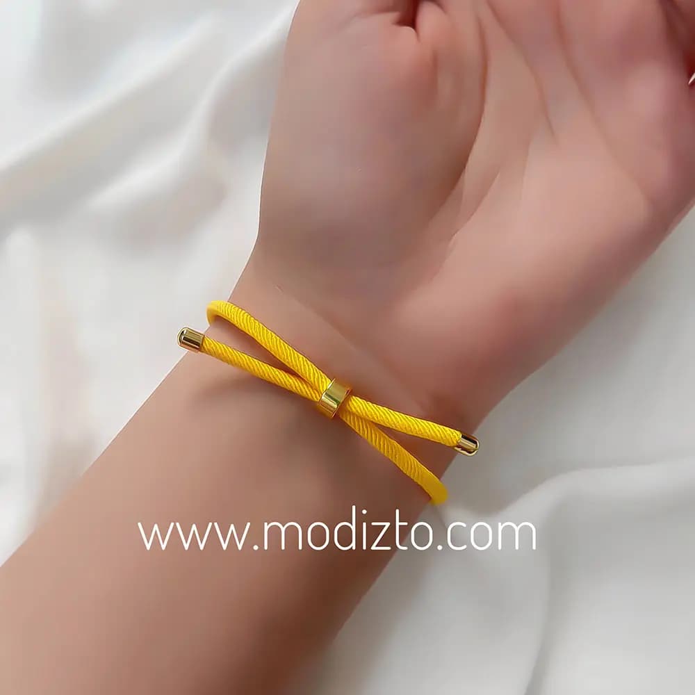 دستبند آسانسوری مارشال زرد پلاک بابونه استیل — تصویر ۵
