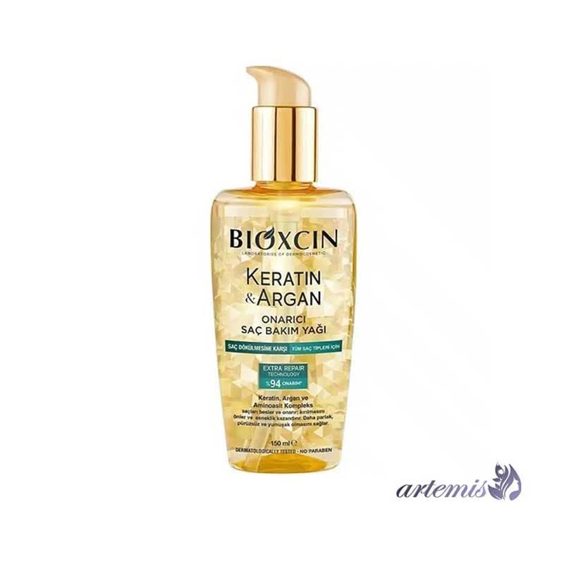 روغن بیوکسین BIOXCIN حاوی کراتین و آرگان حجم 150 میلی‌لیتر