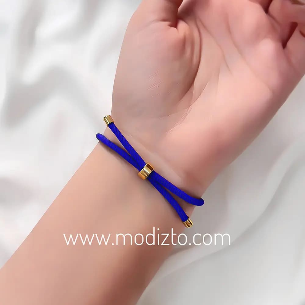 دستبند آسانسوری مارشال آبی نفتی پلاک چشم نظر استیل — تصویر ۵