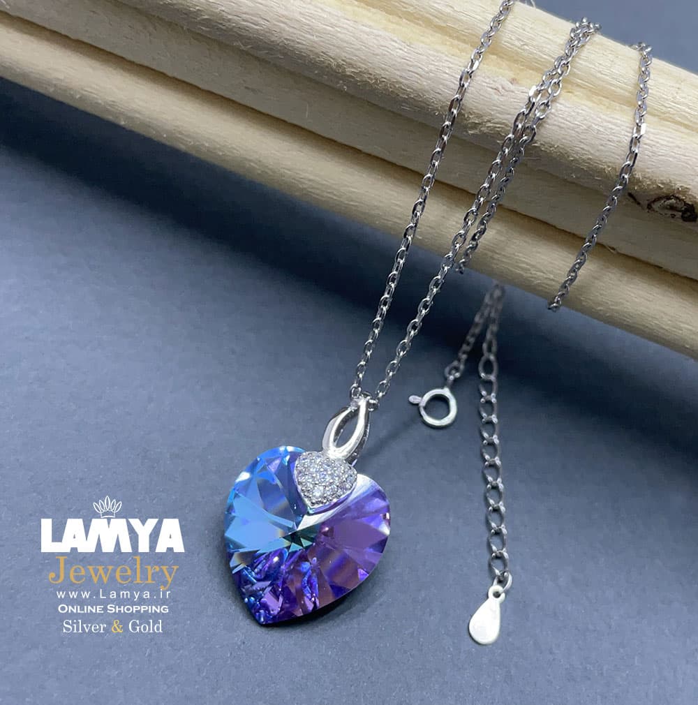 گردنبند سواروسکی دو قلب کد G088