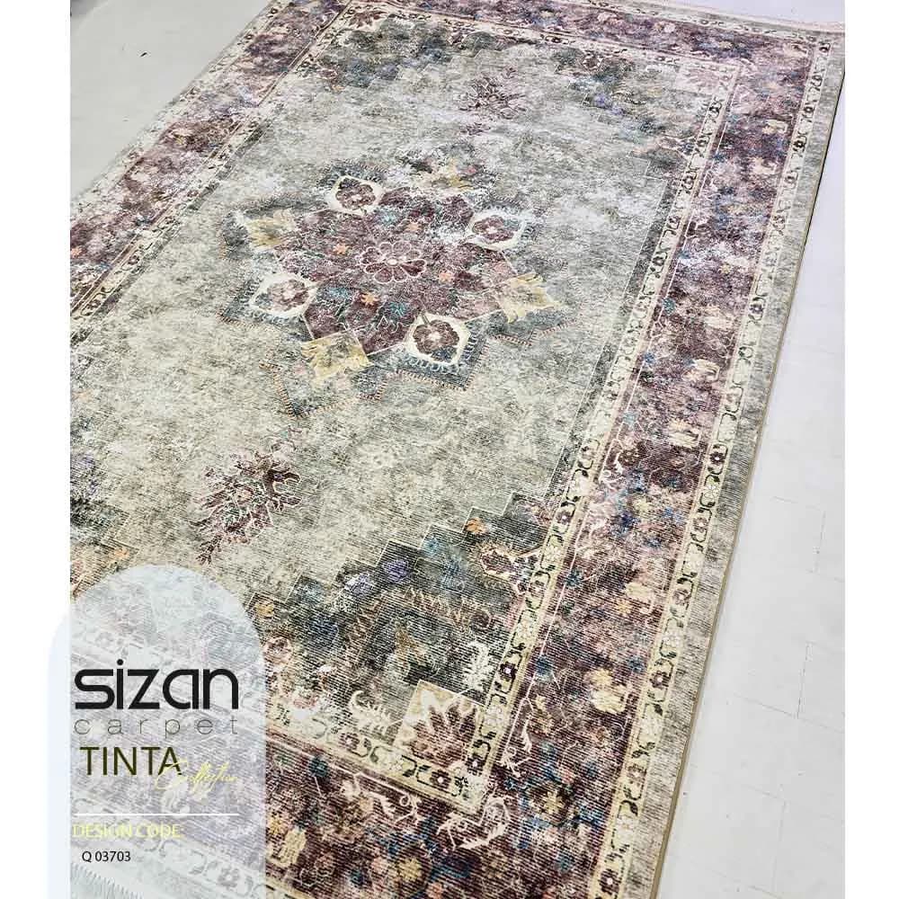 فرش ماشینی کلکسیون تینتا طرح الماس کد Q 03703 — تصویر ۲