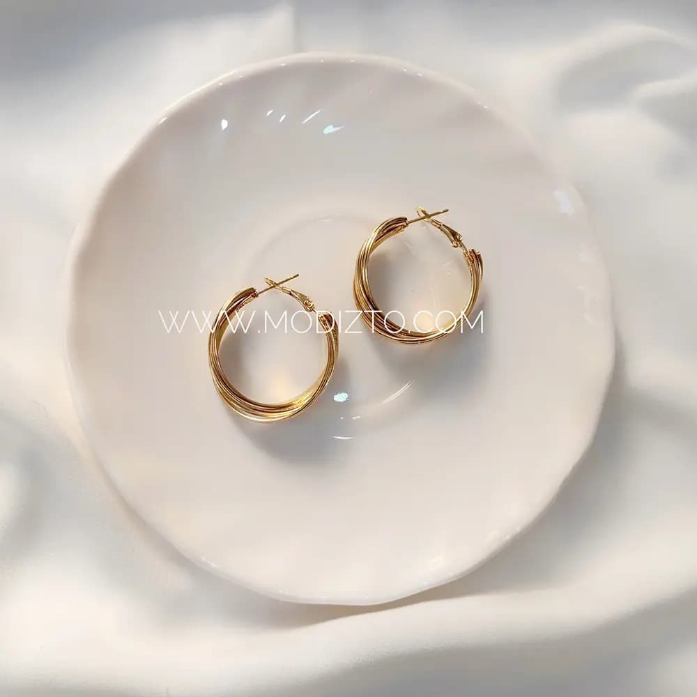 گوشواره استیل مدل حلقه ای پیچی — تصویر ۳