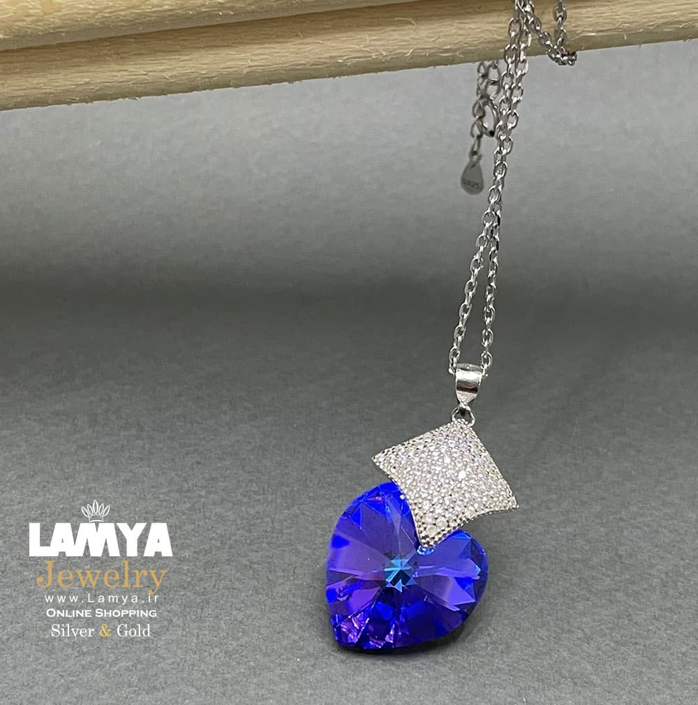گردنبند سواروسکی قلب بنفش کد G084 — تصویر ۴