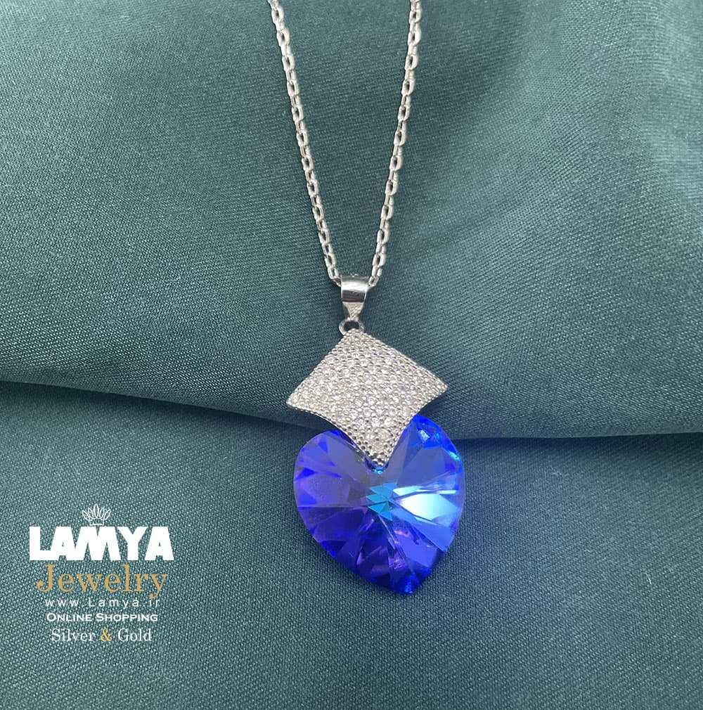 گردنبند سواروسکی قلب بنفش کد G084