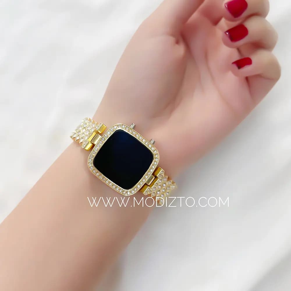ساعت مچی ال ای دی LED WATCH زنانه فول نگین — تصویر ۳