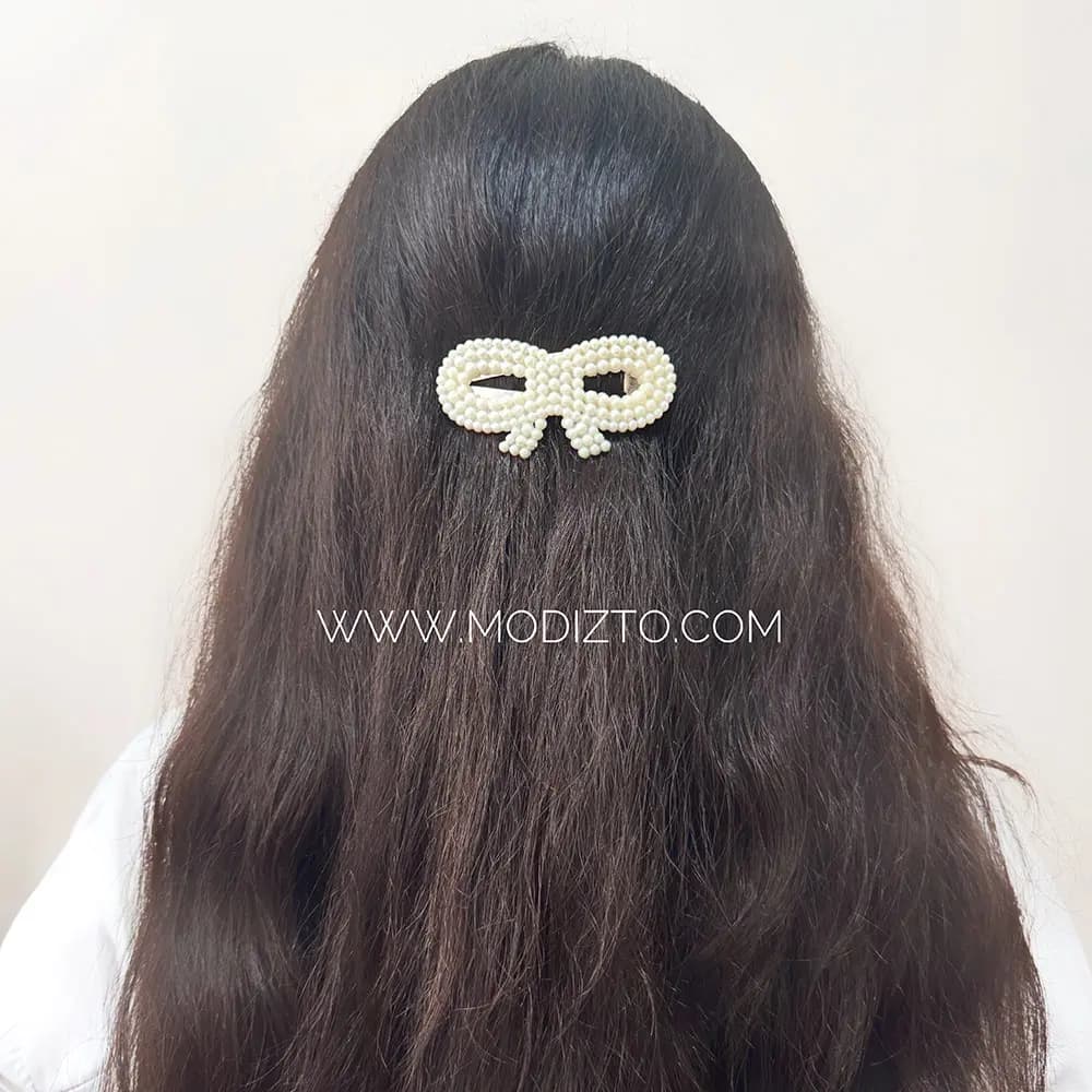 گیره مو تق تقی مرواریدی طرح پاپیون — تصویر ۵