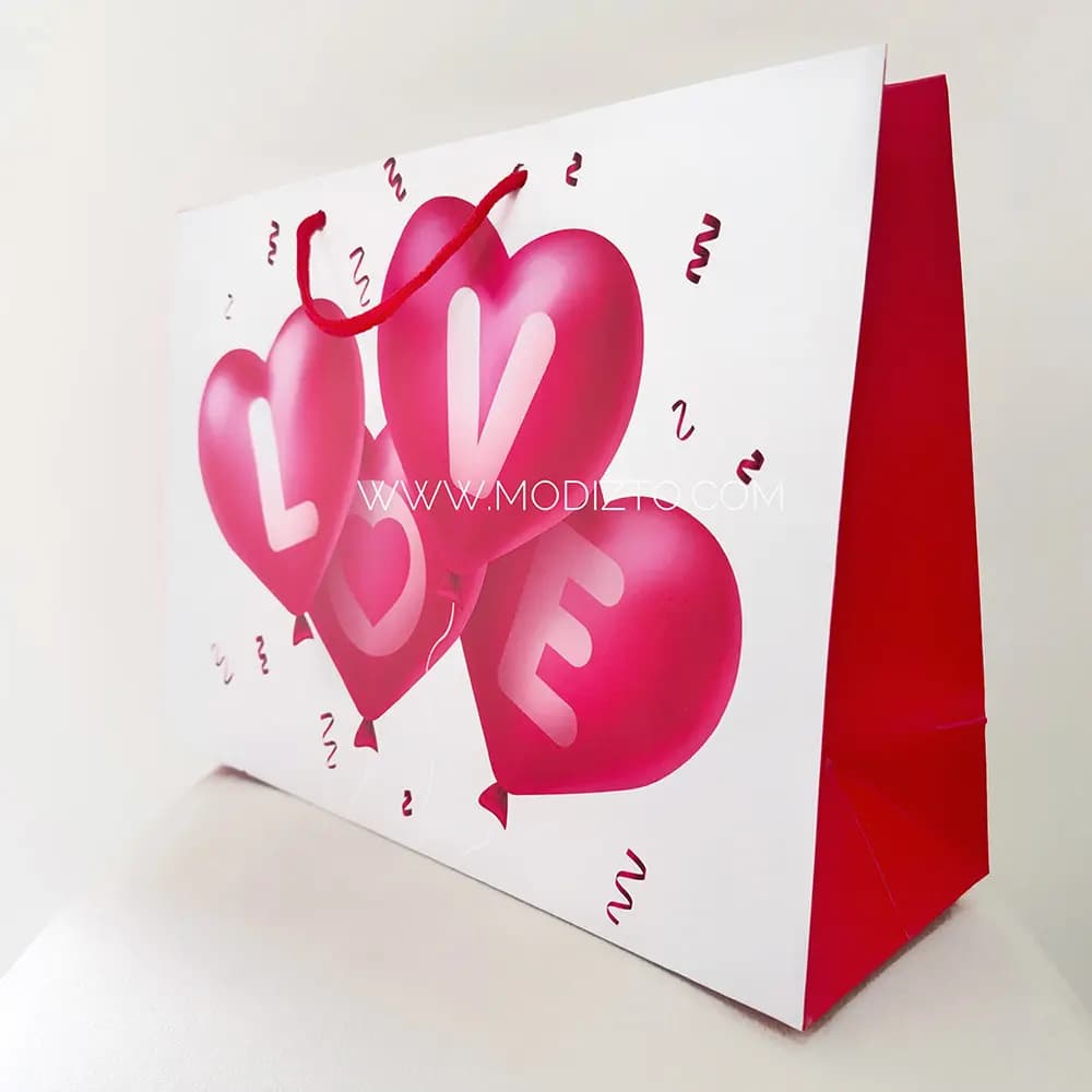 ساک دسته دار کادویی طرح Love سایز A4 — تصویر ۲