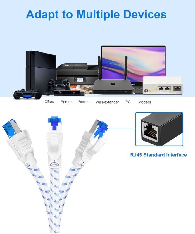 کابل شبکه اینترنت Cat 8 سایز 3 متری با سرعت بالا 40 گیگابیت بر ثانیه 2000 مگاهرتز S/FTP — تصویر ۴