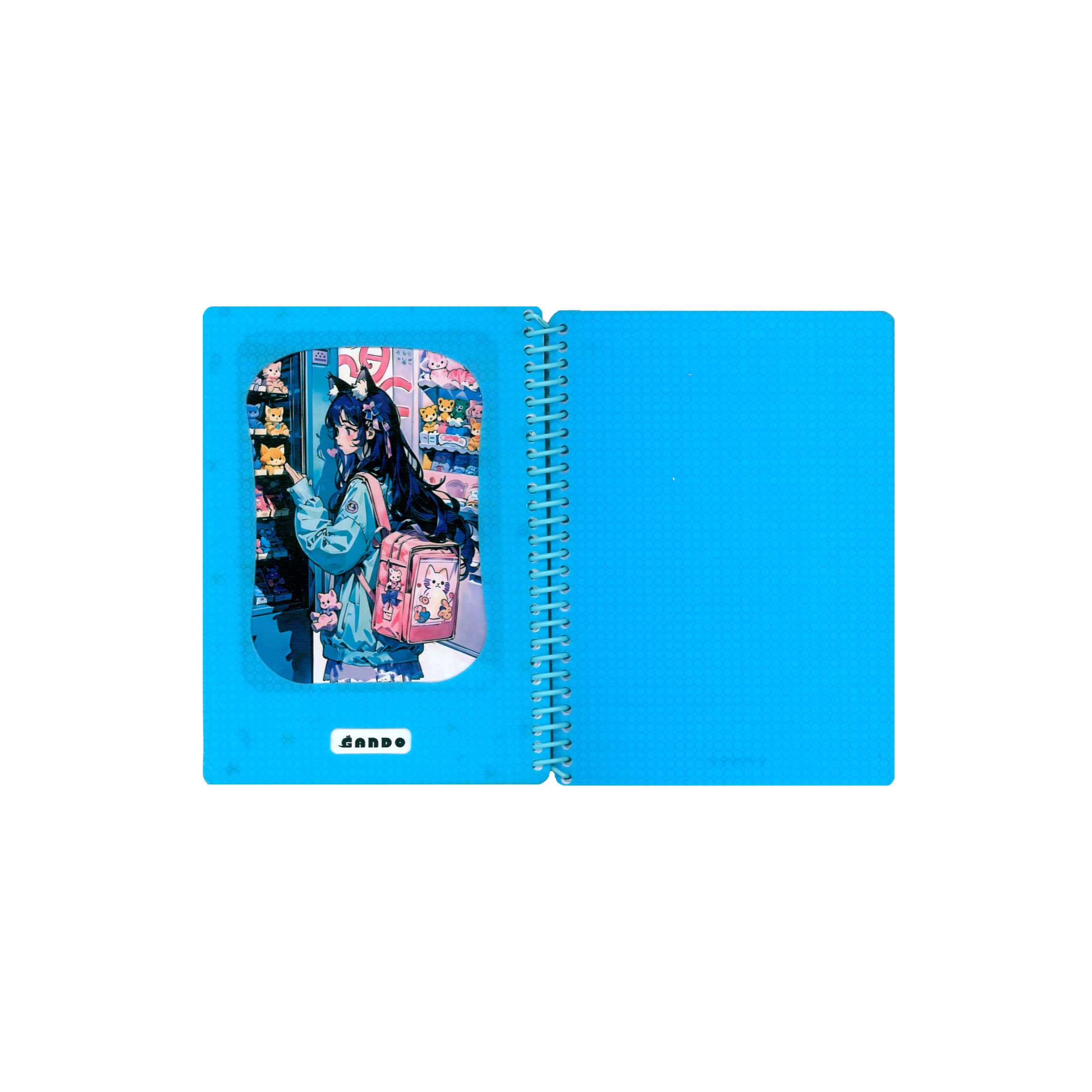 دفترچه یادداشت سیمی قابدار مدل دختر کوله گربه ایی کد GA120