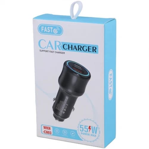 شارژر فندکی فست و PD دو پورت FAST مدل WKN-C803 55W