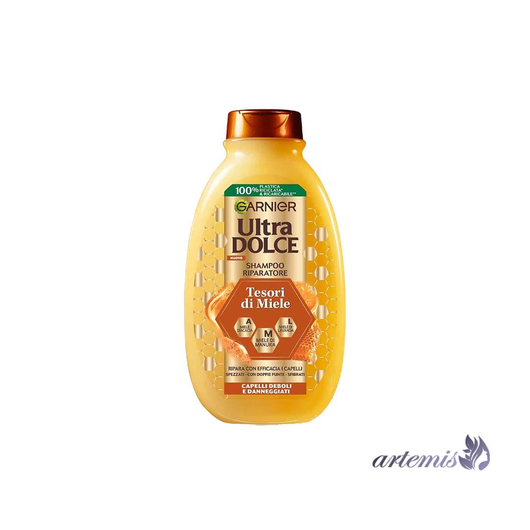 شامپو Ultra Dolce گارنیر حاوی ربا روغن بادام و شیره افرا حجم 300 میلی‌لیتر