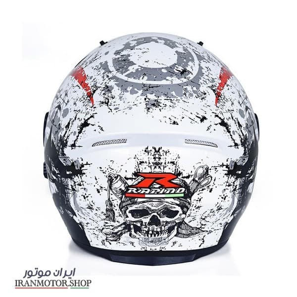 کلاه کاسکت بدون فک راپیدو مدل 878 طرح BON رنگ سفید براق — تصویر ۲