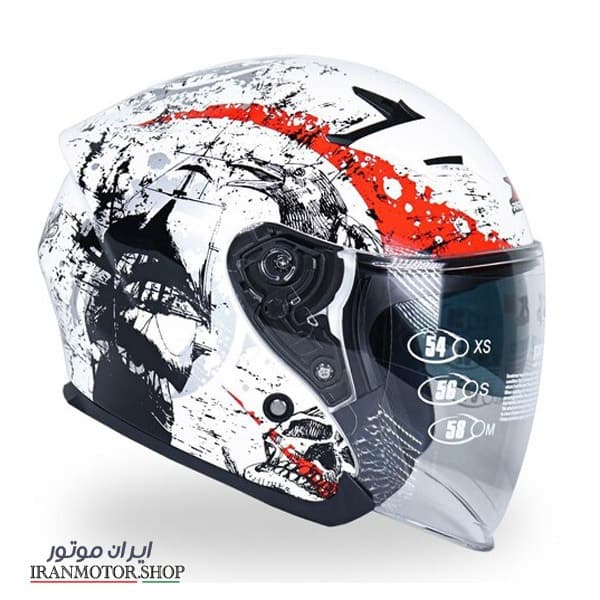 کلاه کاسکت بدون فک راپیدو مدل 878 طرح BON رنگ سفید براق