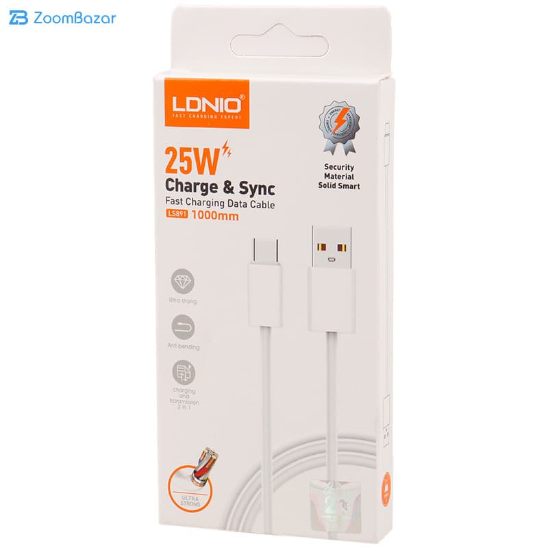 کابل تبدیل USB به USB-C الدینیو مدل LS891 طول 1 متر — تصویر ۸