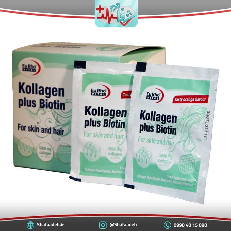 ساشه کلاژن پلاس بیوتین یوروویتال 14 عدد – Eurhovital Kollagen Plus Biotin 14 Sachets — تصویر ۳