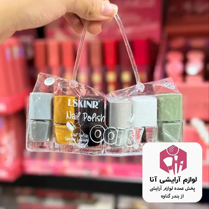 لاک ناخن کیفی با رنگ‌بندی متنوع بسته ۶ عددی (پخش عمده لوازم آرایشی آنا)