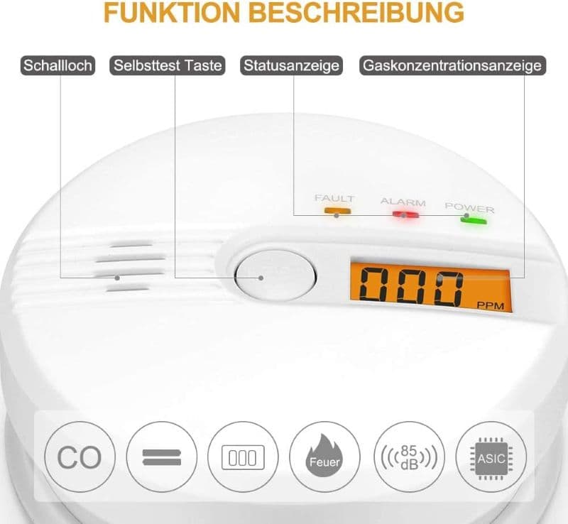 نمایشگر LCD هشدار دهنده مونوکسید کربن DGSFFHFSD — تصویر ۳