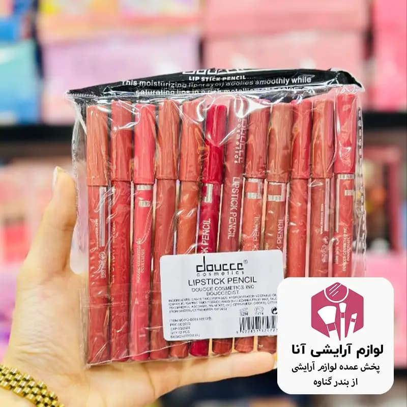 رژ لب مدادی مخملی بسته ۱۲ عددی(پخش عمده لوازم آرایشی آنا)