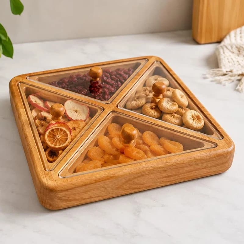 اردوخوری نیوهوم مدل مربع 4 خانه چوبی کد 1009 — تصویر ۲
