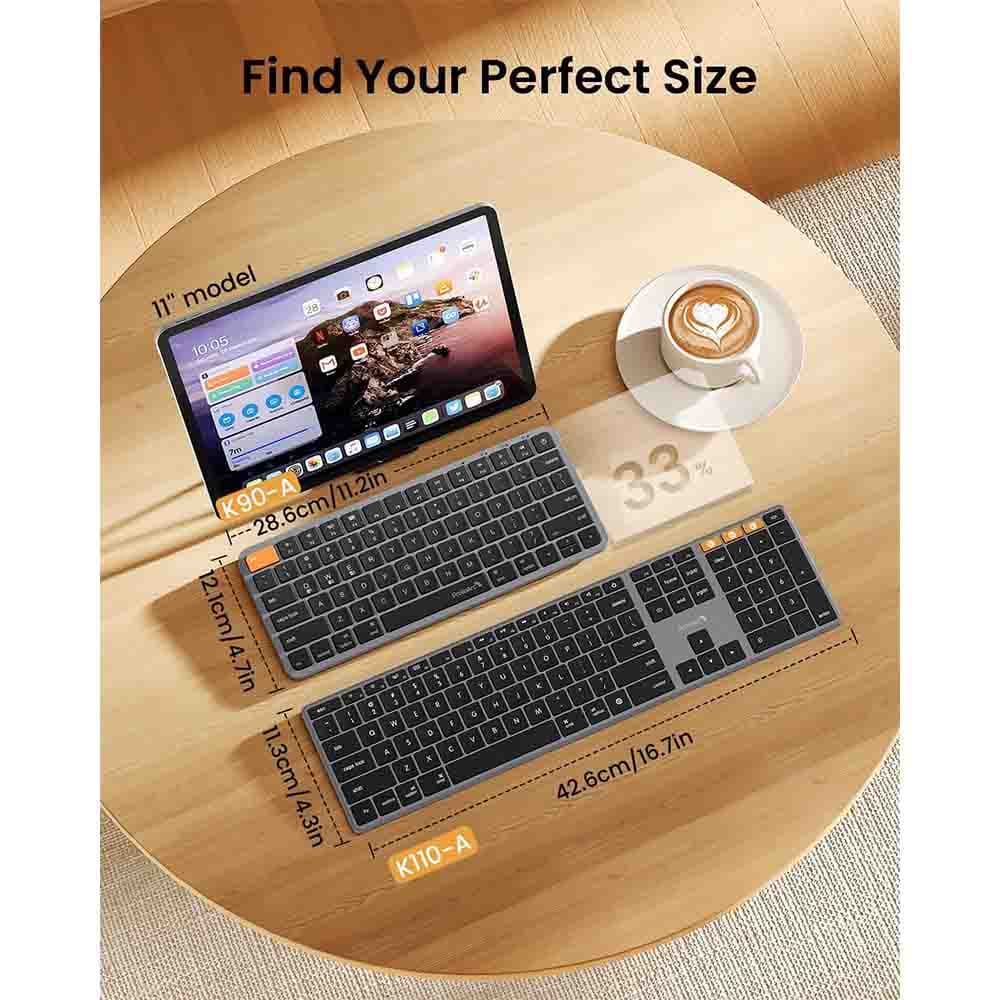 کیبورد بلوتوثی قابل شارژ چند دستگاهی برند ProtoArc مدل k90-a — تصویر ۹