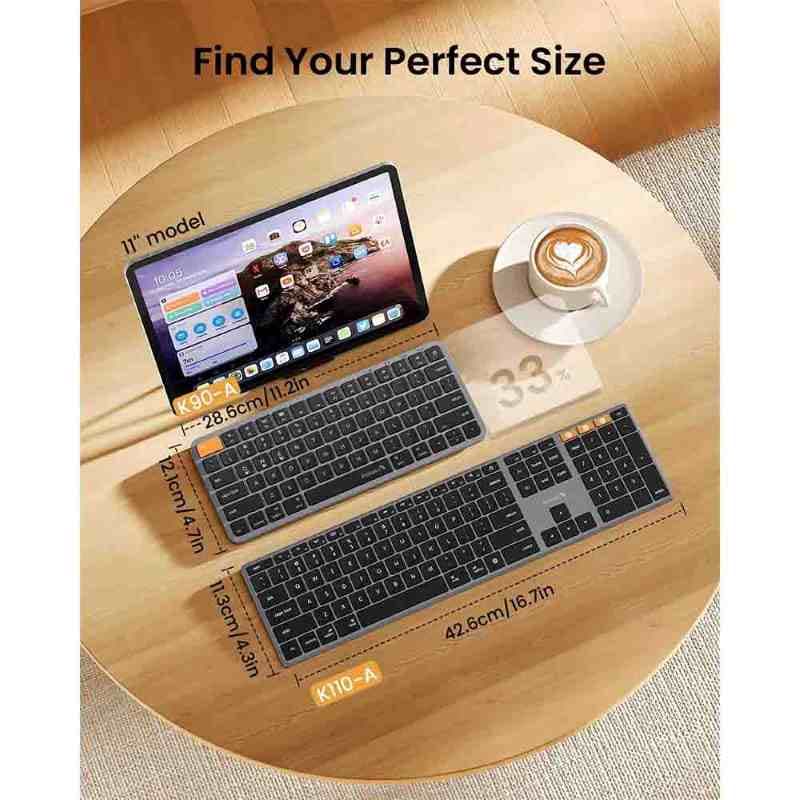 کیبورد بلوتوثی قابل شارژ چند دستگاهی برند ProtoArc مدل k90-a — تصویر ۲