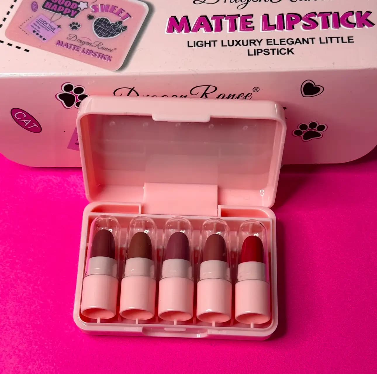 رژلب پک 5 تایی مات DragonRanee Matte Lipstick بسته 12پک 5 تایی — تصویر ۲