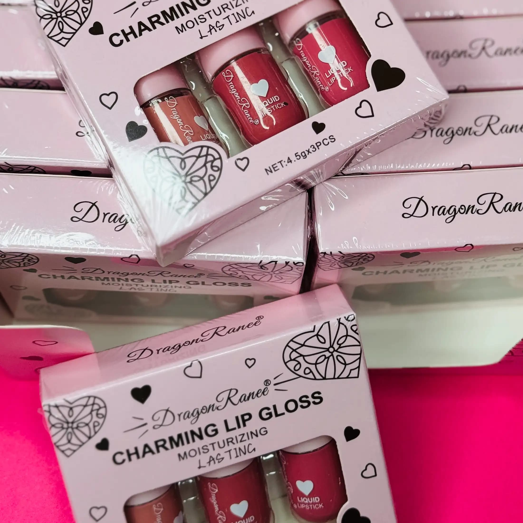 پک 3 تایی رژلب مایع دراگون DragonRanee Charming Lip Gloss بسته 12 پک 3 تایی — تصویر ۲