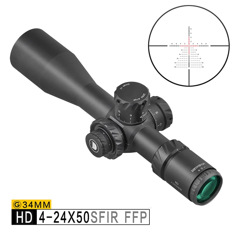 دوربین تفنگ دیسکاوری اچ دی 50*24-4 اس اف آی آر اس ال تی Locking Turrets