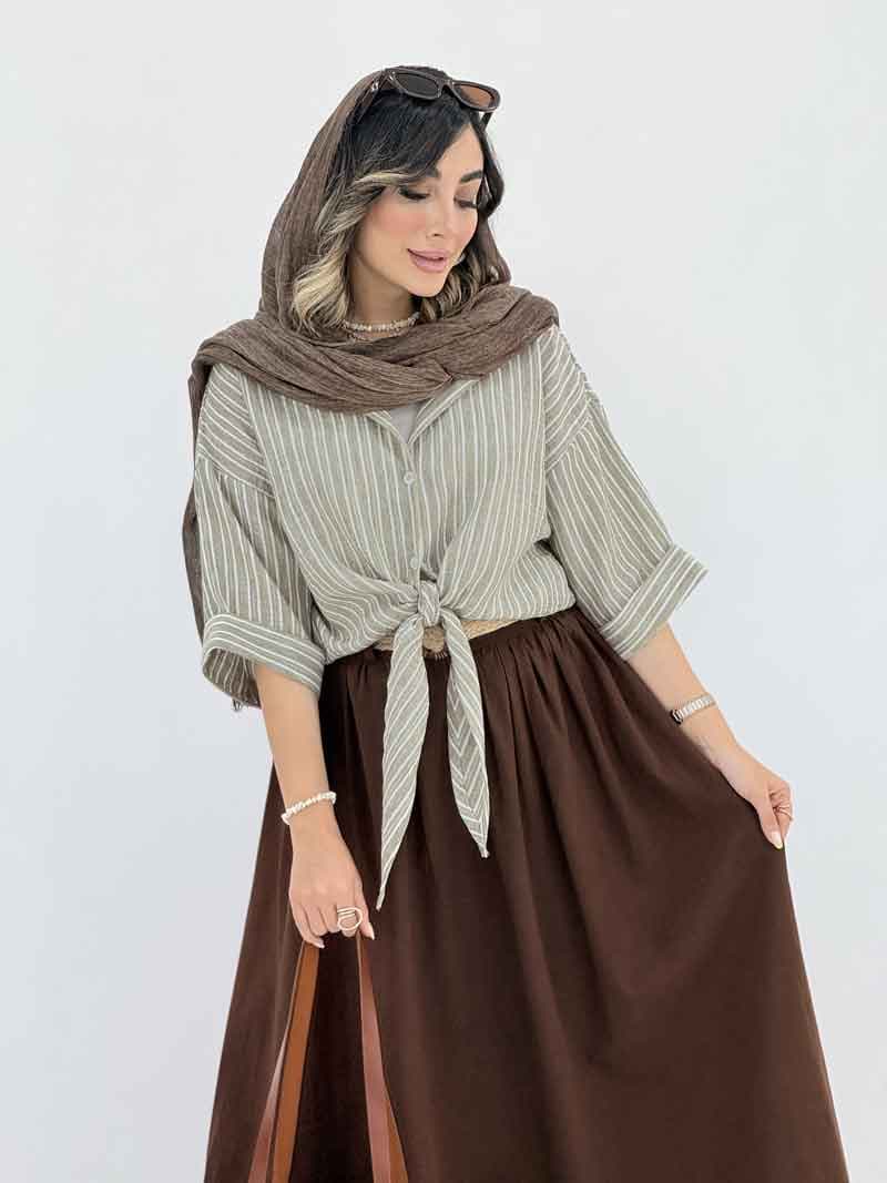 شومیز راه راه گره ای کد 8132 — تصویر ۸