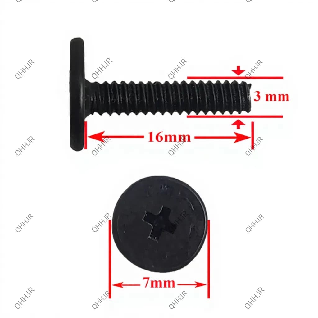 پیچ هارد M3x16 گل بزرگ 7mm پک 10 عددی