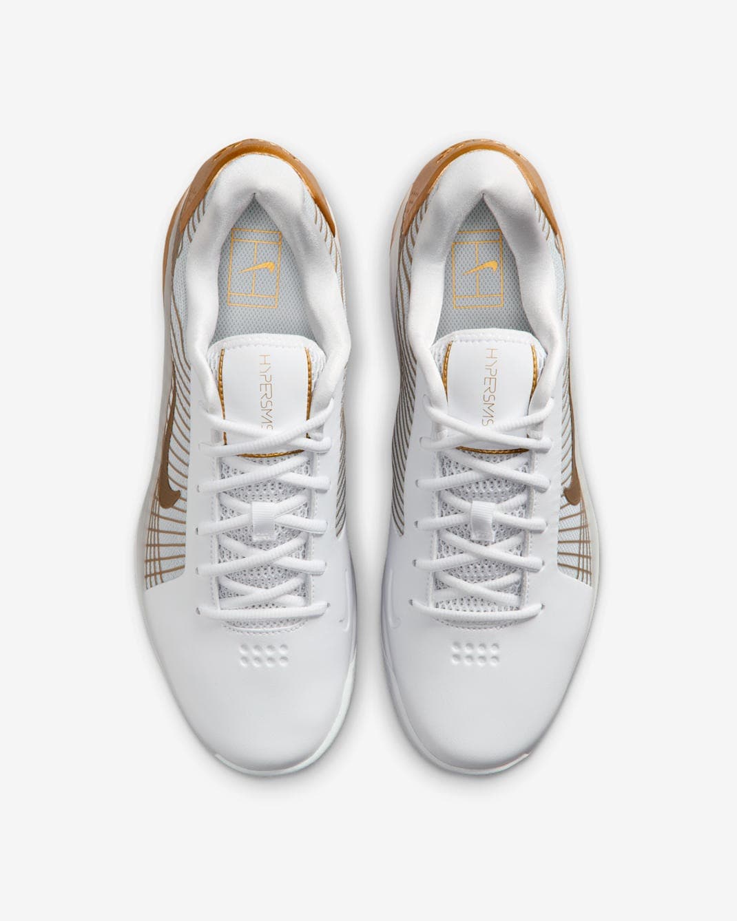 کفش تنیس مردانه نایک Nike Vapor 12 Hypersmash – سفید/طلایی — تصویر ۵
