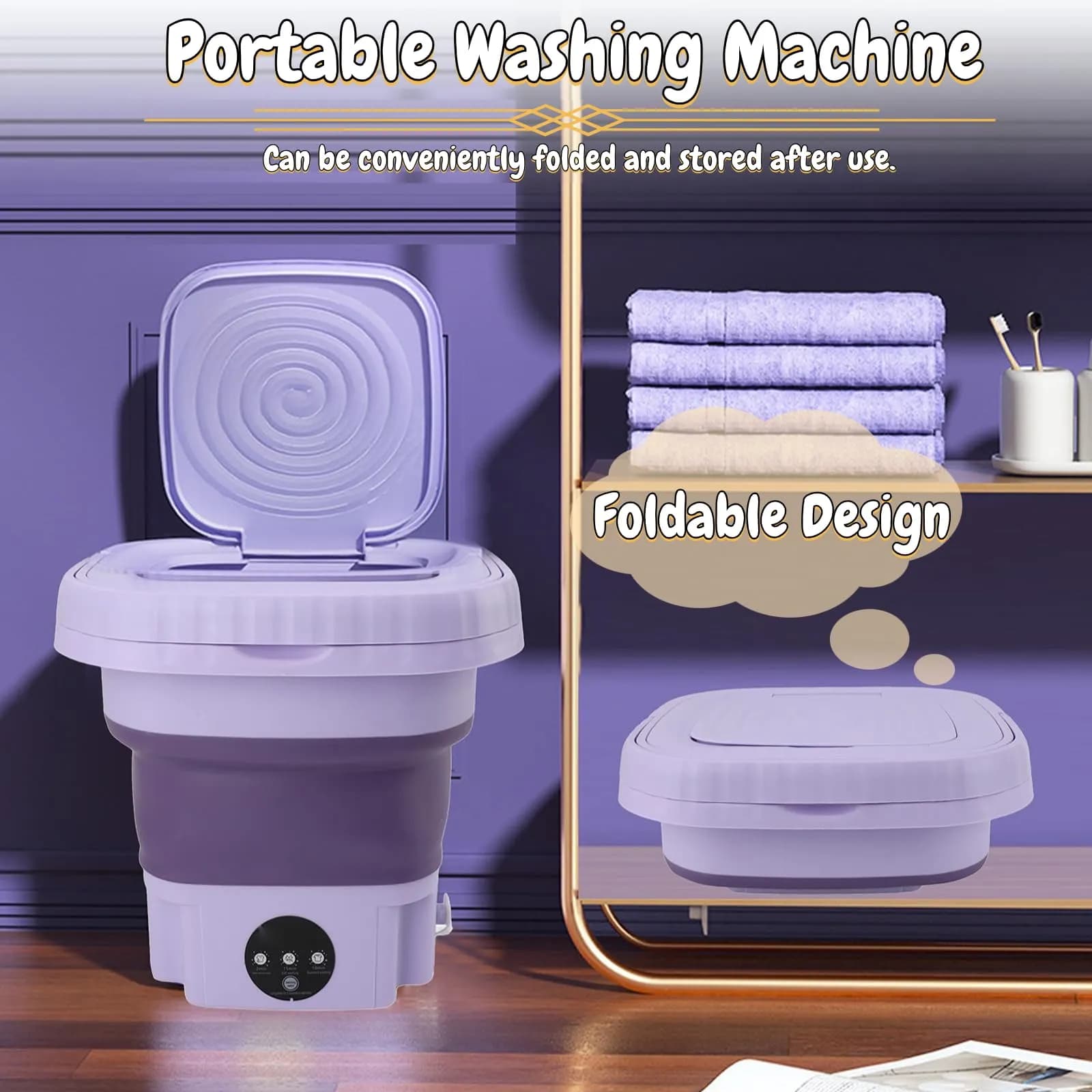 مینی‌واش مسافرتی تاشو مدل T2731-Folding Washing Machine — تصویر ۷