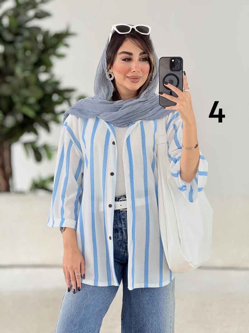 مانتو راه راه طرح دار کد 7986 — تصویر ۵