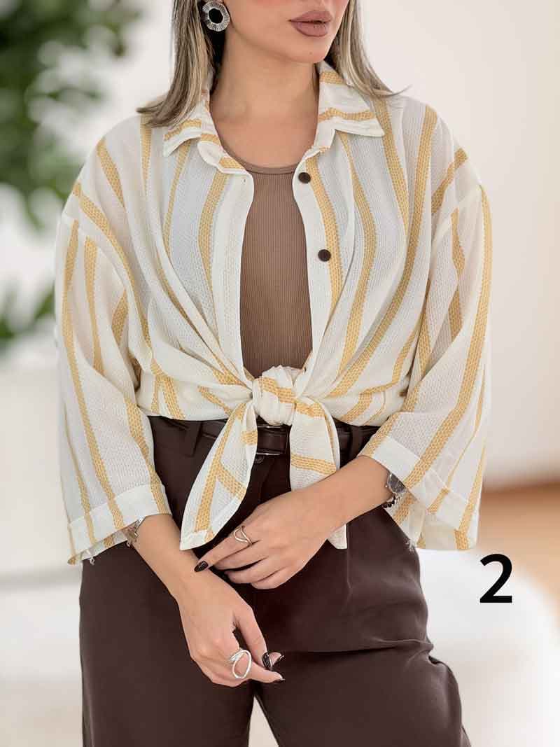 مانتو راه راه طرح دار کد 7986 — تصویر ۴