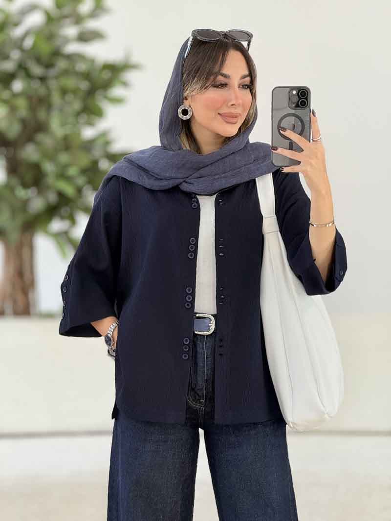 مانتو بغل چاک رونیا کد 8019 — تصویر ۳